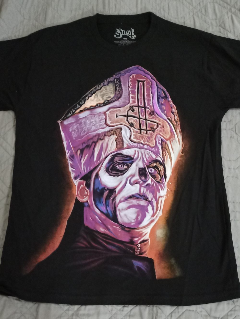 Ghost Papal Pope Skull Graphic Shirt